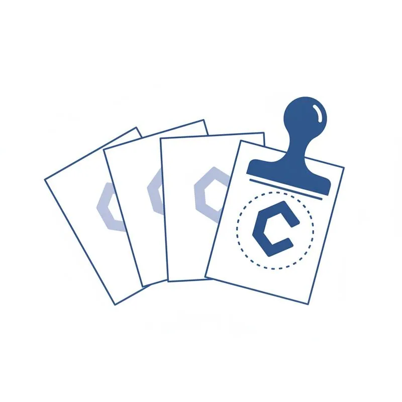 Illustration of a company logo watermark being stamped on every page of a PDF