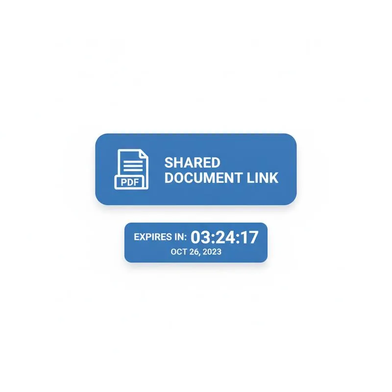 Illustration of a shared PDF link with an expiry countdown timer