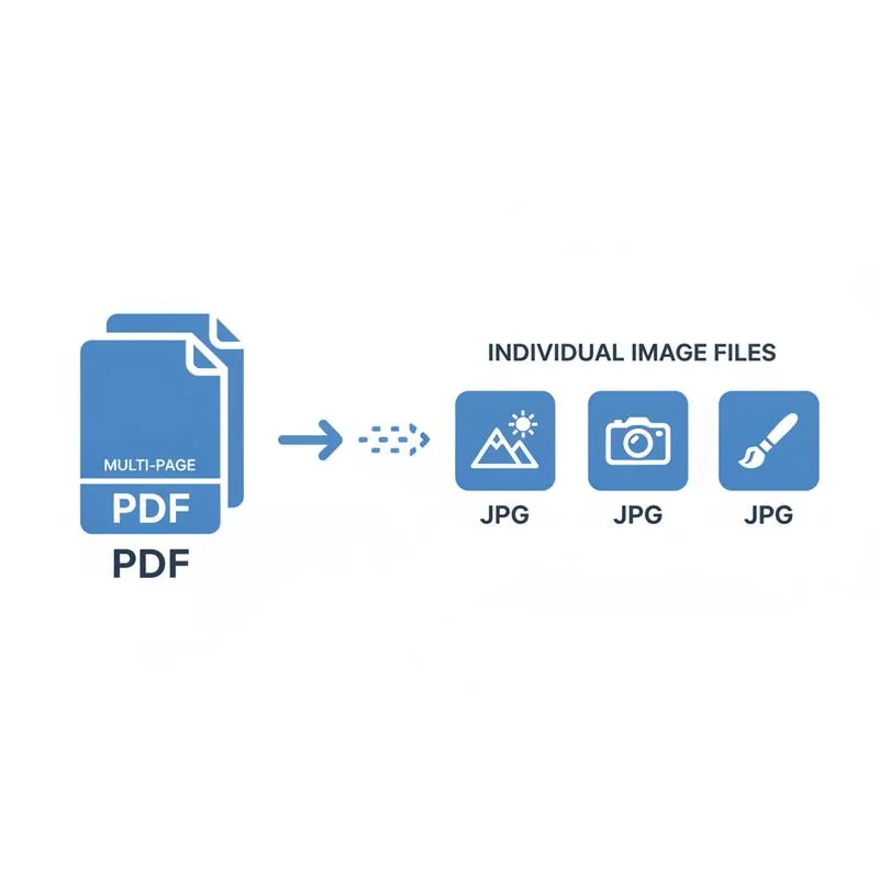 Illustration of a multi-page PDF being converted into separate image files
