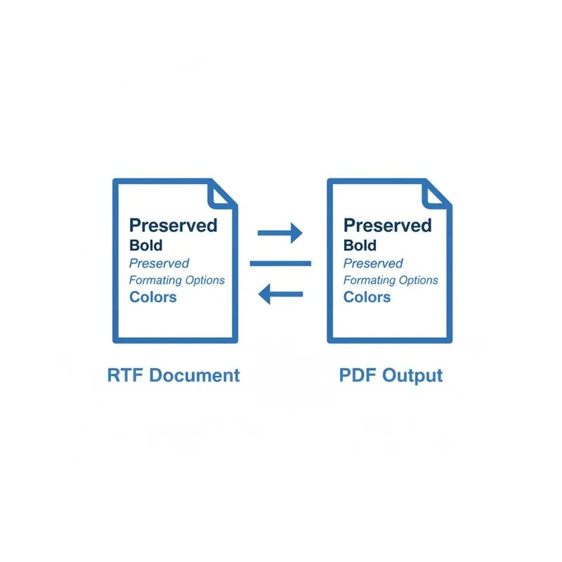 Illustration of an RTF document with formatting preserved in a PDF output