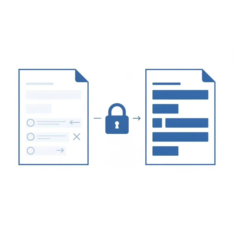 Illustration of PDF annotations and form fields being flattened permanently into the page