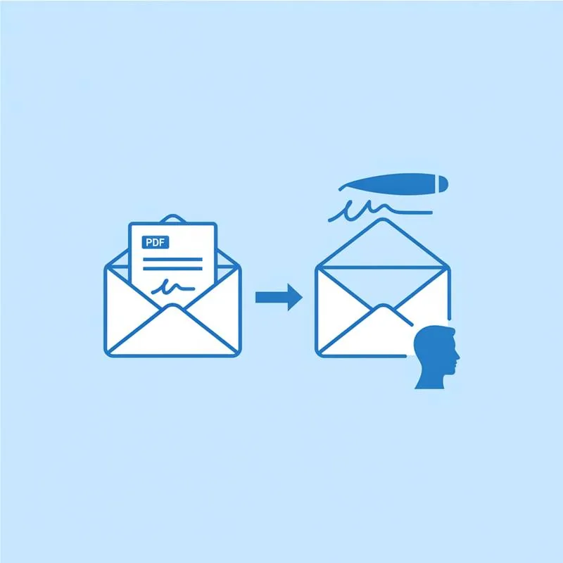 Illustration of a PDF signature request being sent to another person by email