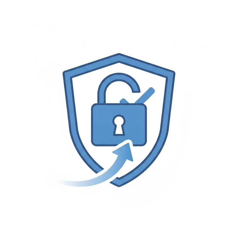Illustration of a padlock being safely unlocked online with a security shield