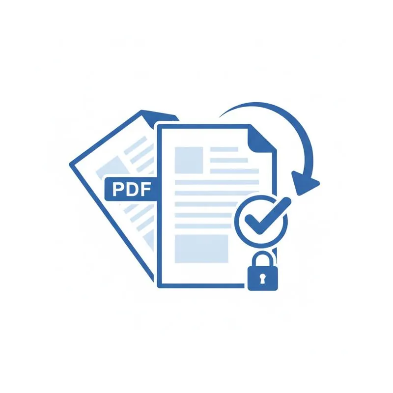 Illustration of a PDF displayed sideways being corrected and permanently fixed