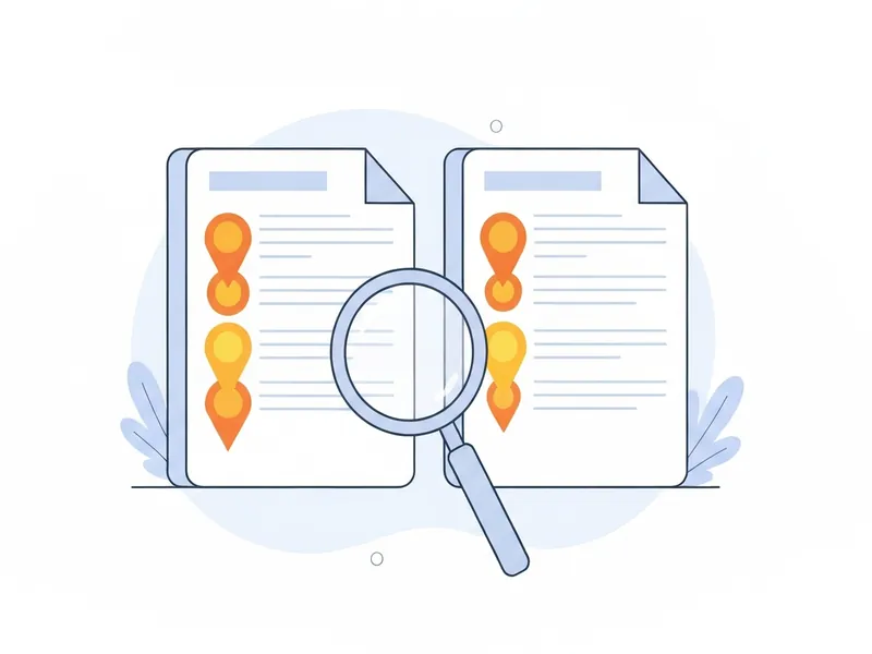 Two PDF documents side by side with highlighted differences compared online using PDFBEAR