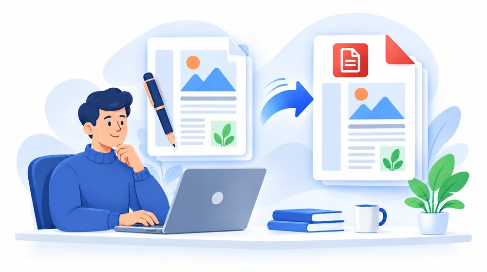 Pages to PDF workflow illustration