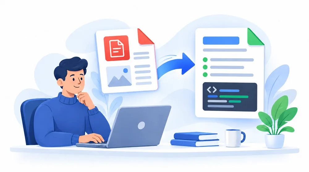 PDF to Markdown workflow illustration