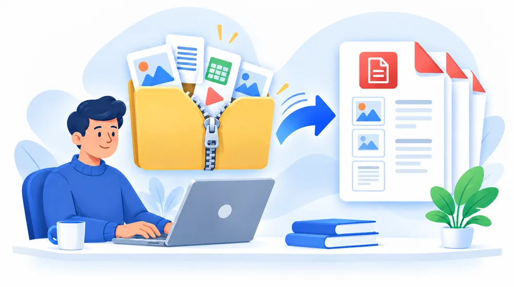 ZIP to PDF workflow illustration