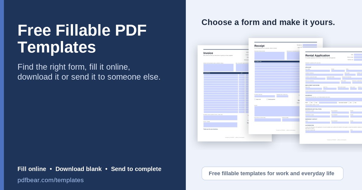 Free Fillable PDF Templates: Invoice, Receipt & More